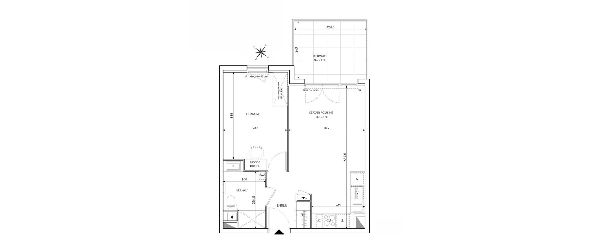 Appartement T2 de 40,48 m2 au Puy-Sainte-R&eacute;parade Centre