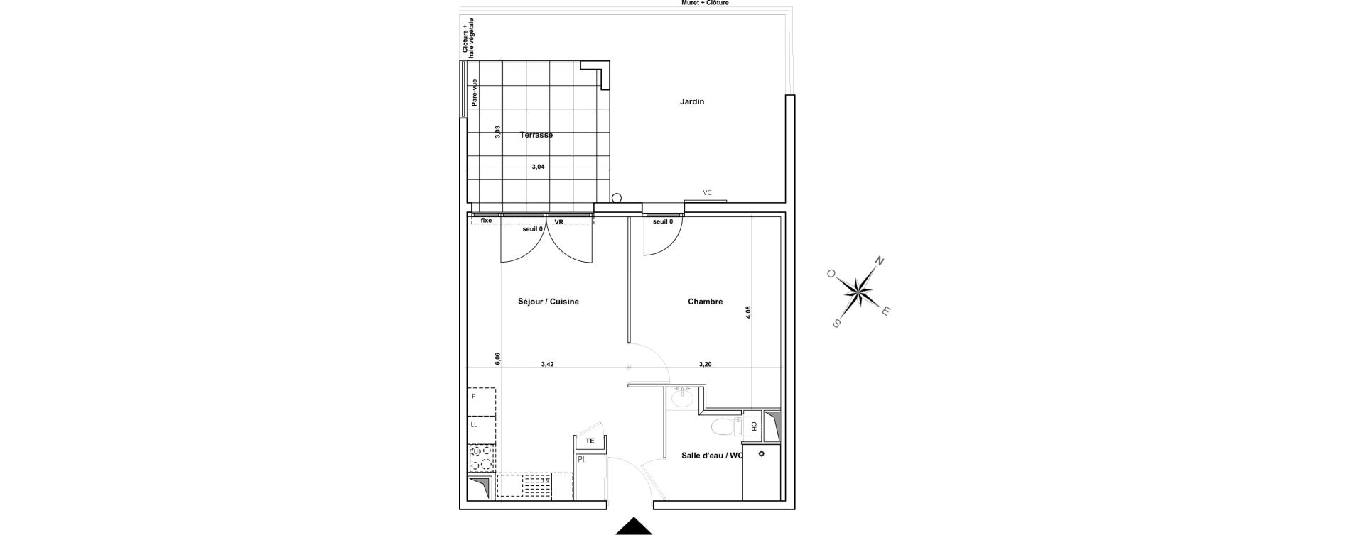 Appartement T2 de 38,70 m2 au Puy-Sainte-R&eacute;parade Centre