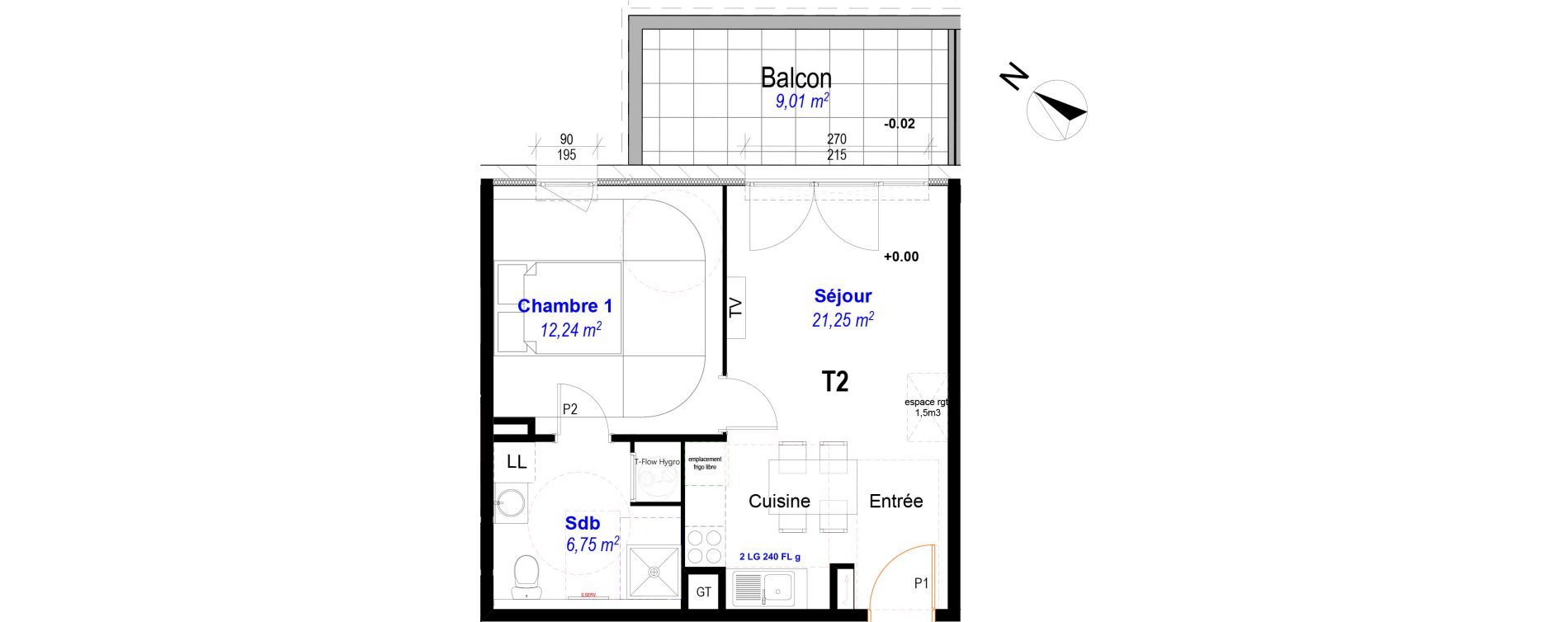 Appartement T2 de 40,24 m2 &agrave; Marignane Centre
