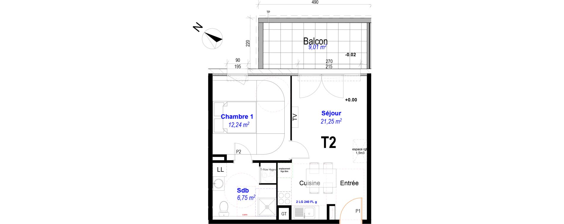 Appartement T2 de 40,24 m2 &agrave; Marignane Centre
