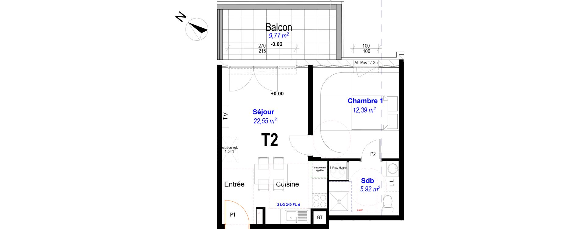 Appartement T2 de 40,86 m2 &agrave; Marignane Centre