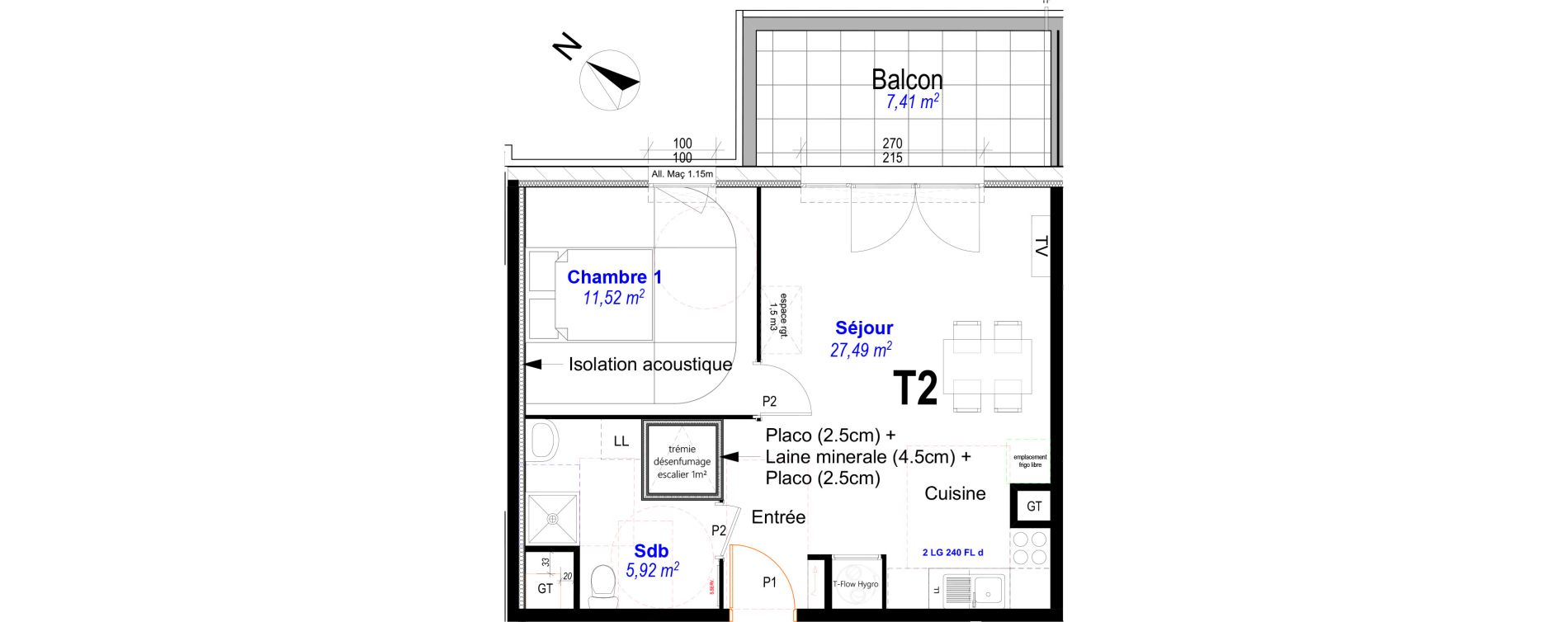 Appartement T2 de 44,93 m2 &agrave; Marignane Centre