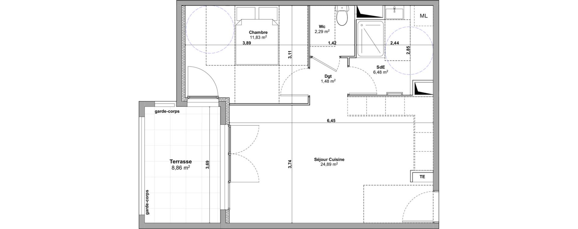 Appartement T2 de 46,97 m2 &agrave; Marignane Saint-pierre - l est&eacute;ou