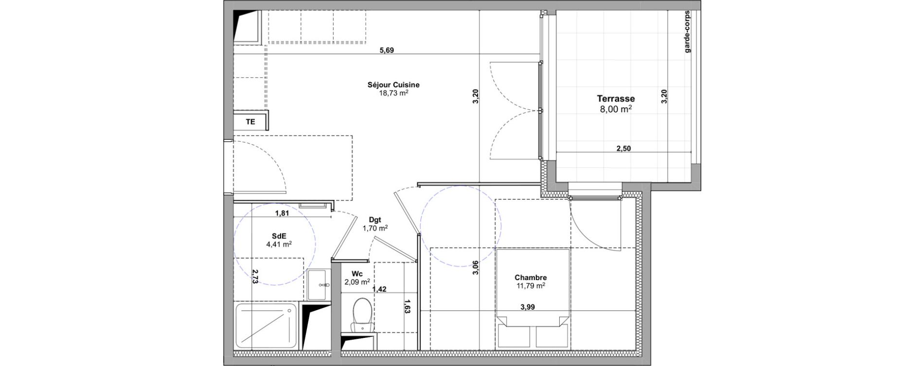 Appartement T2 de 38,72 m2 &agrave; Marignane Saint-pierre - l est&eacute;ou