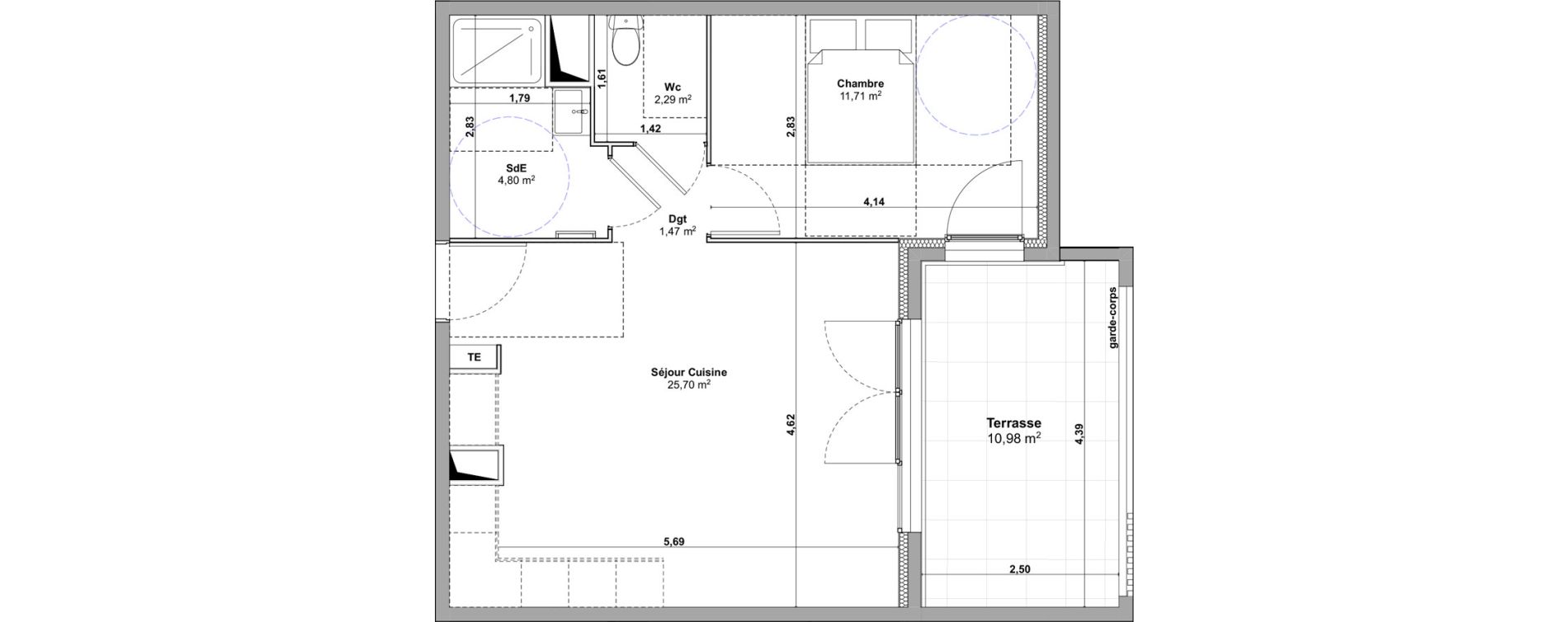 Appartement T2 de 45,97 m2 &agrave; Marignane Saint-pierre - l est&eacute;ou