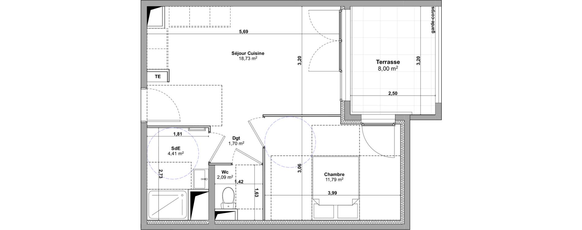 Appartement T2 de 38,72 m2 &agrave; Marignane Saint-pierre - l est&eacute;ou