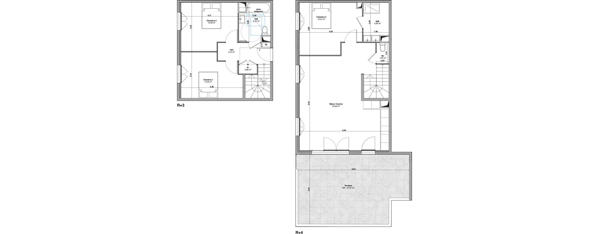 Duplex T4 de 101,57 m2 &agrave; Marignane Saint-pierre - l est&eacute;ou