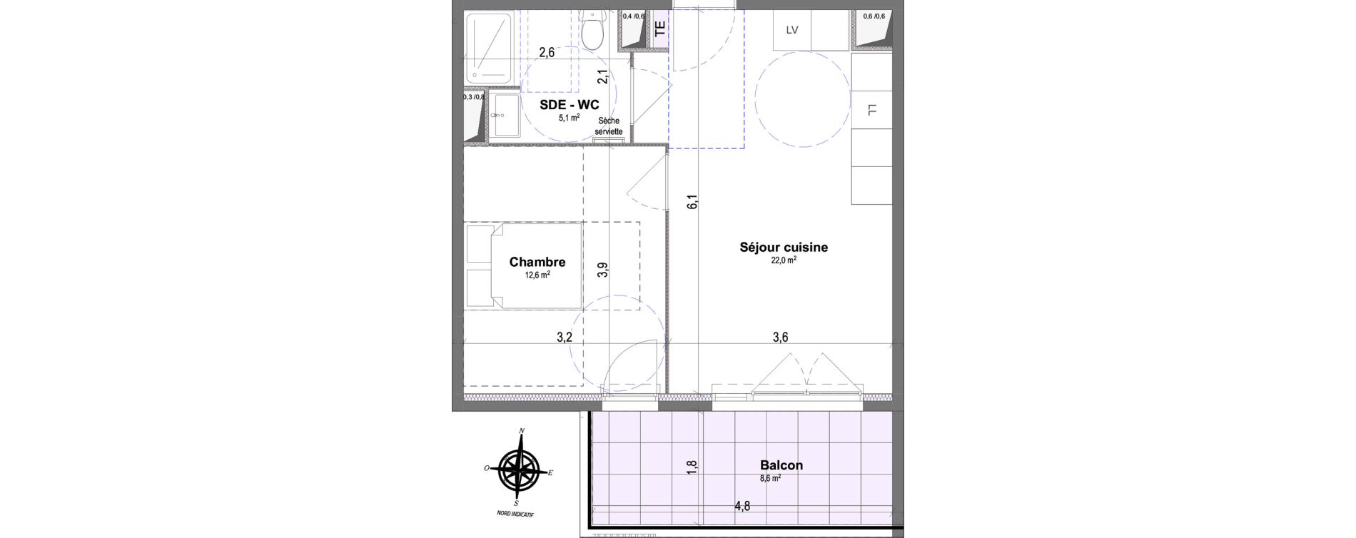Appartement T2 de 39,70 m2 &agrave; Marignane Bouvier