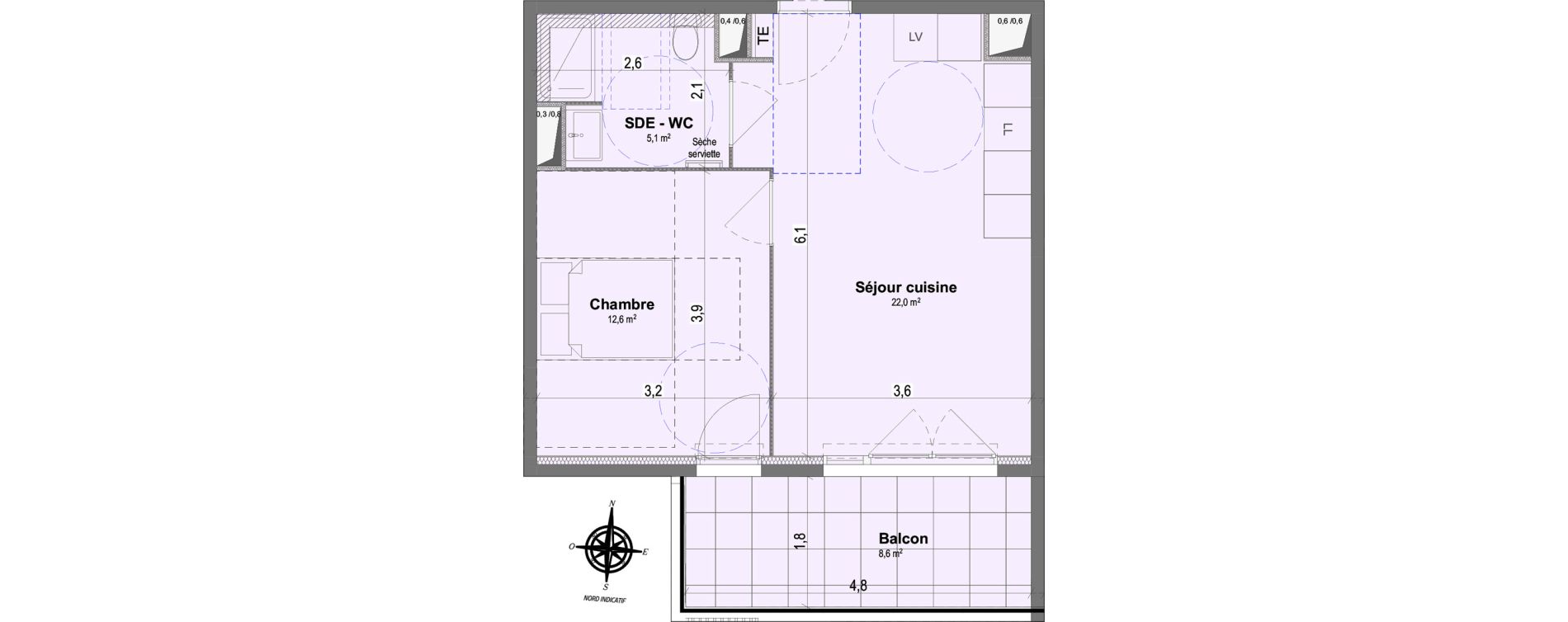 Appartement T2 de 39,70 m2 &agrave; Marignane Bouvier