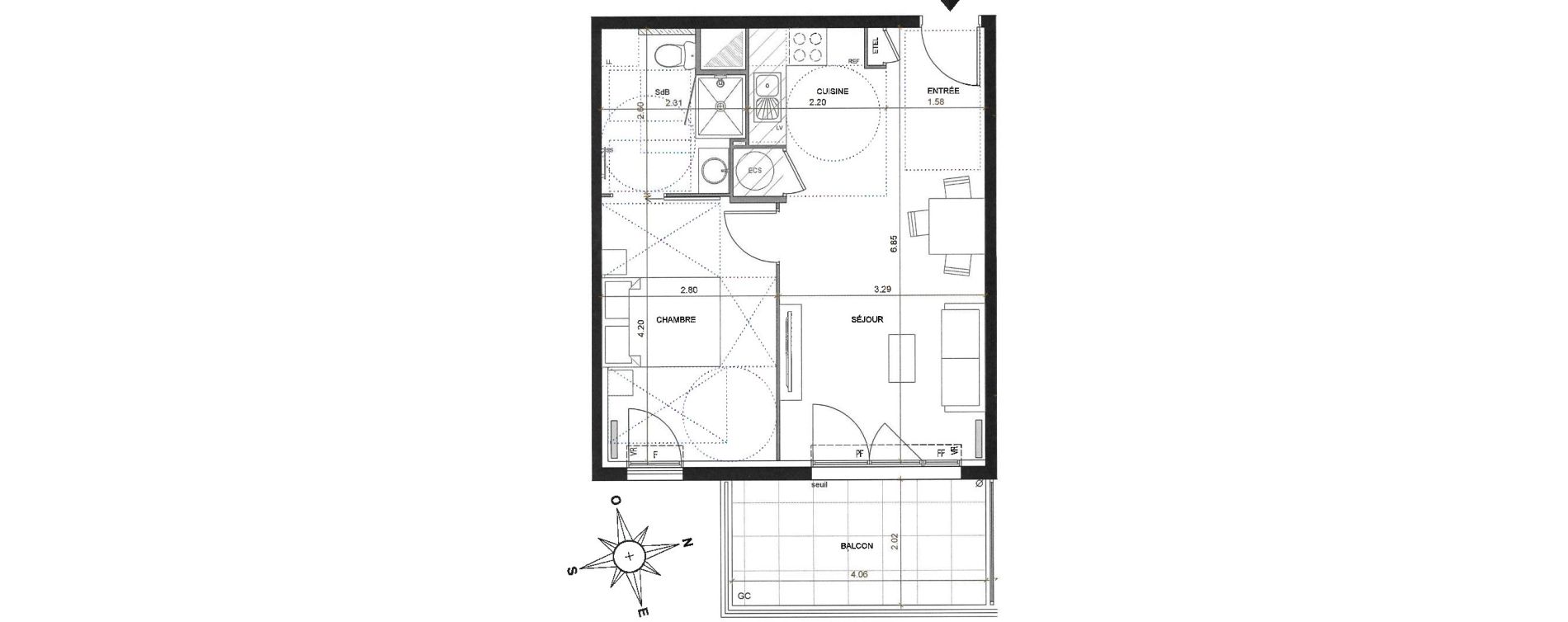 Appartement T2 de 40,40 m2 &agrave; Marignane Centre