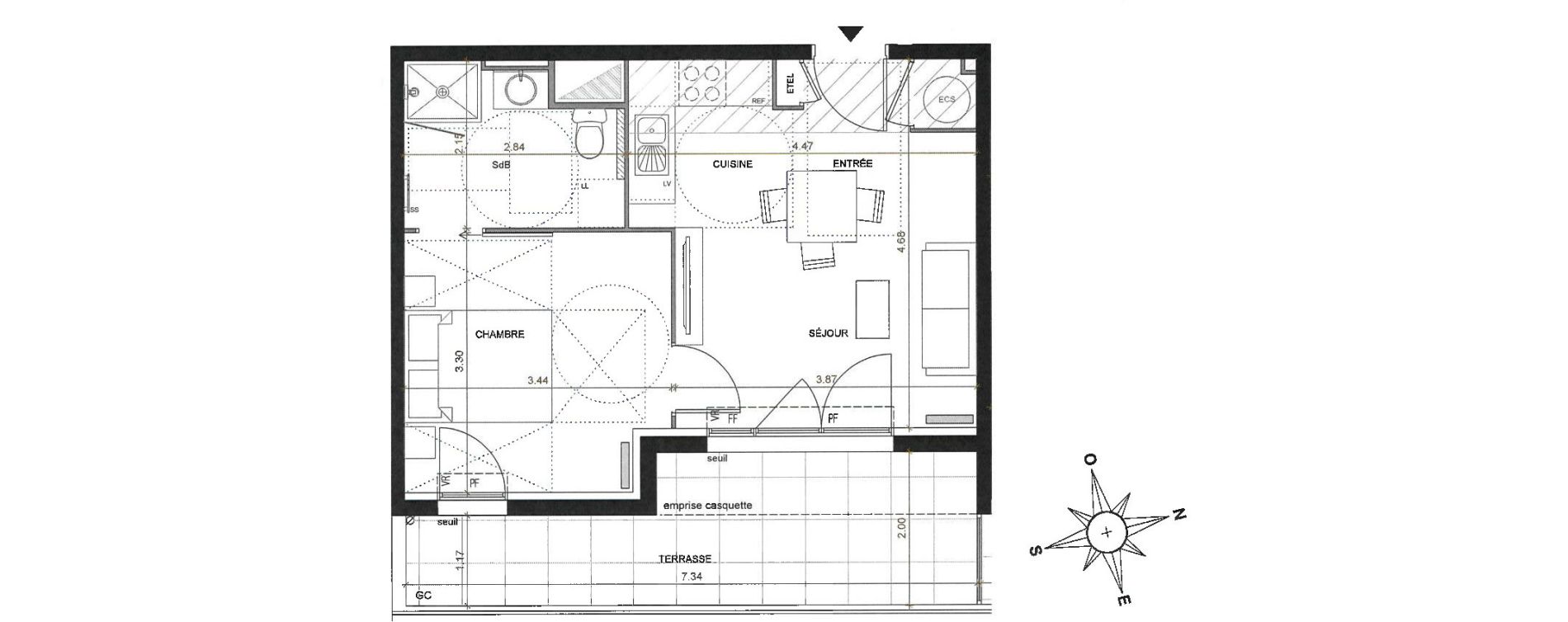 Appartement T2 de 35,50 m2 &agrave; Marignane Centre