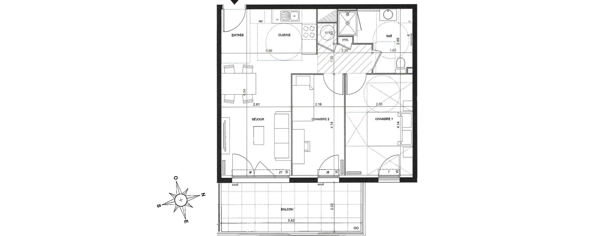 Appartement T3 de 52,80 m2 &agrave; Marignane Centre