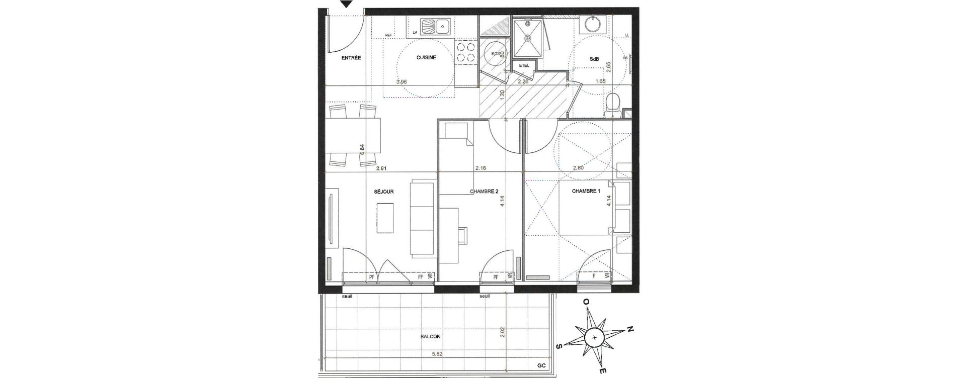 Appartement T3 de 52,80 m2 &agrave; Marignane Centre