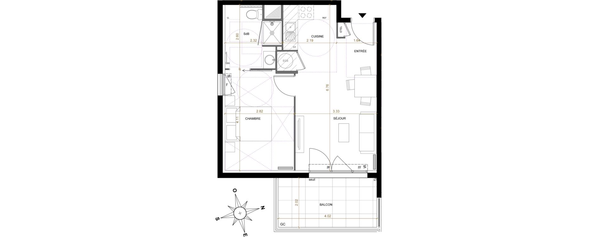 Appartement T2 de 39,30 m2 &agrave; Marignane Centre