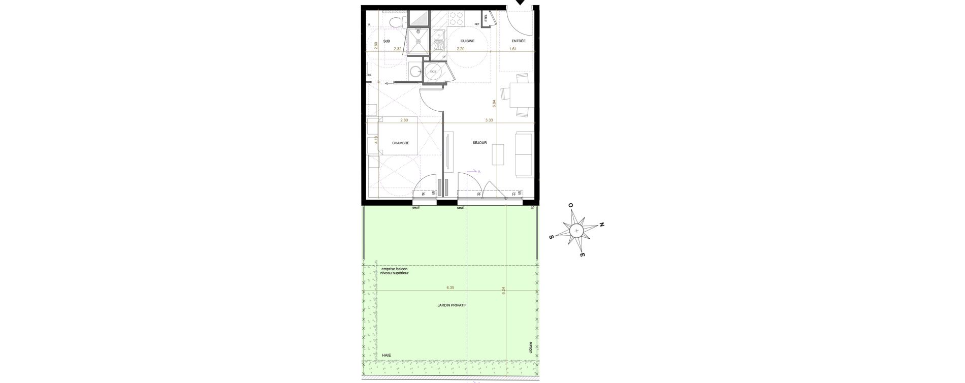 Appartement T2 de 40,70 m2 &agrave; Marignane Centre