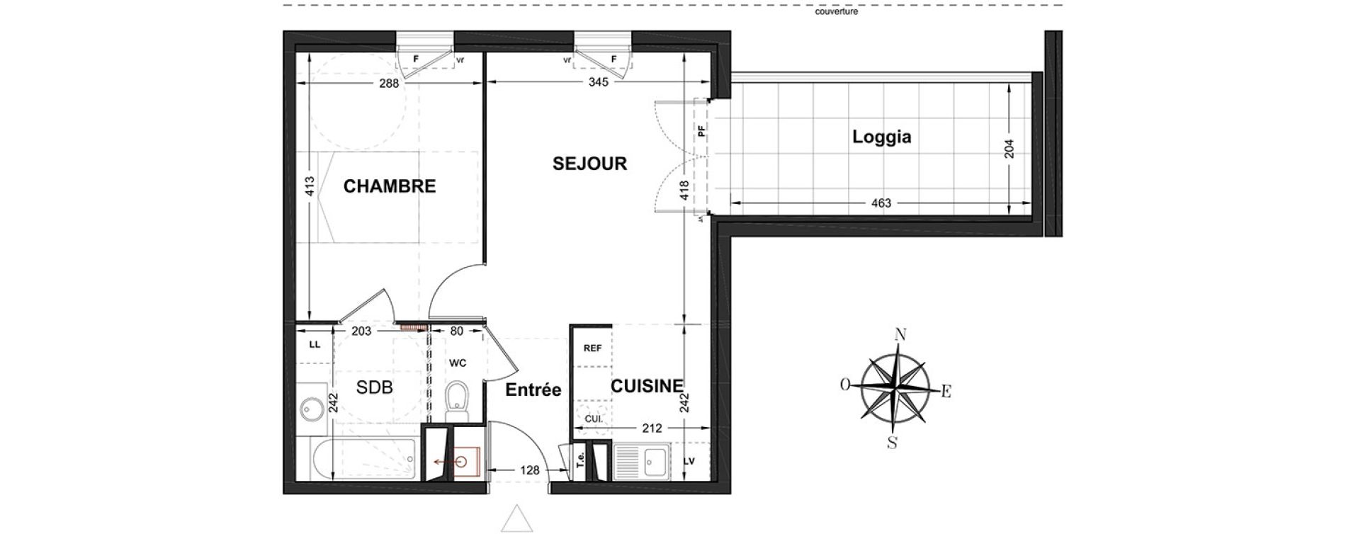 Appartement T2 de 40,57 m2 &agrave; Marignane Centre