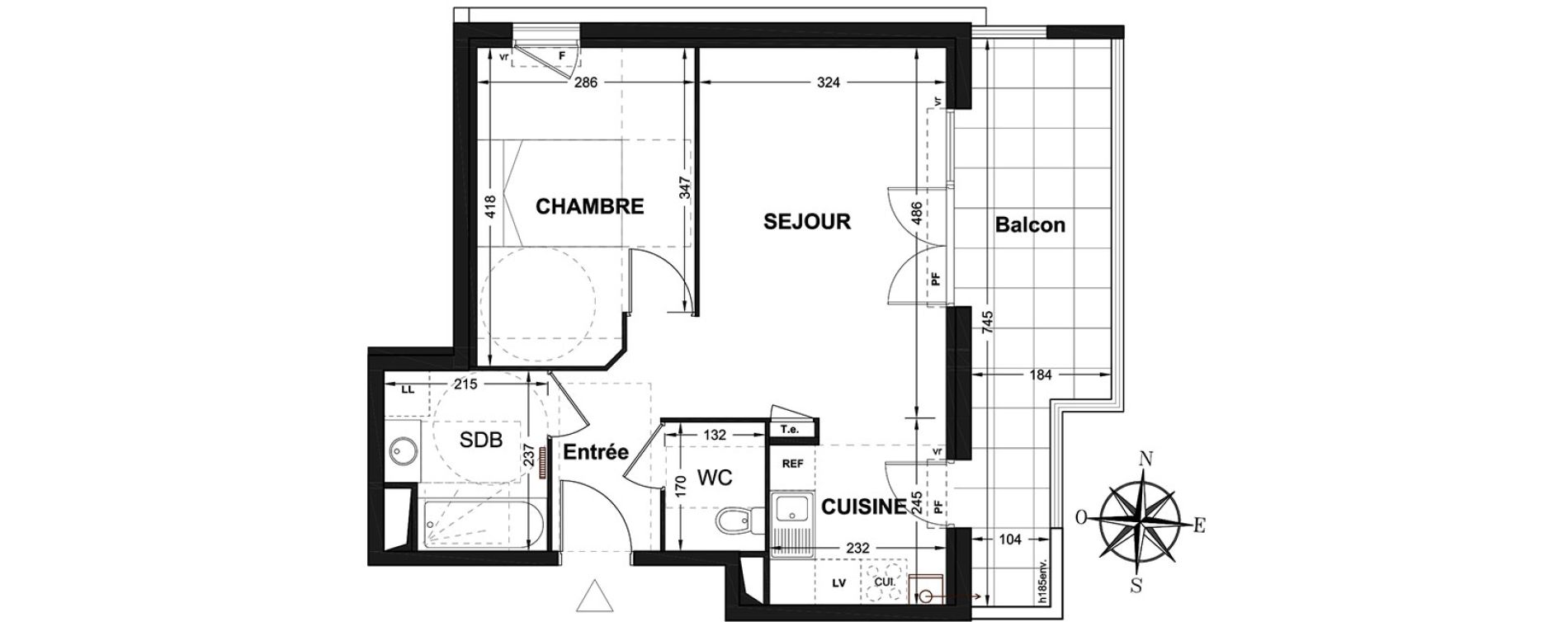 Appartement T2 de 41,54 m2 &agrave; Marignane Centre