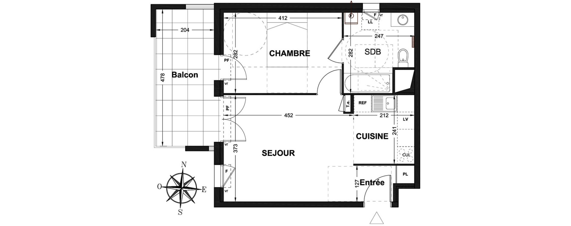 Appartement T2 de 41,86 m2 &agrave; Marignane Centre