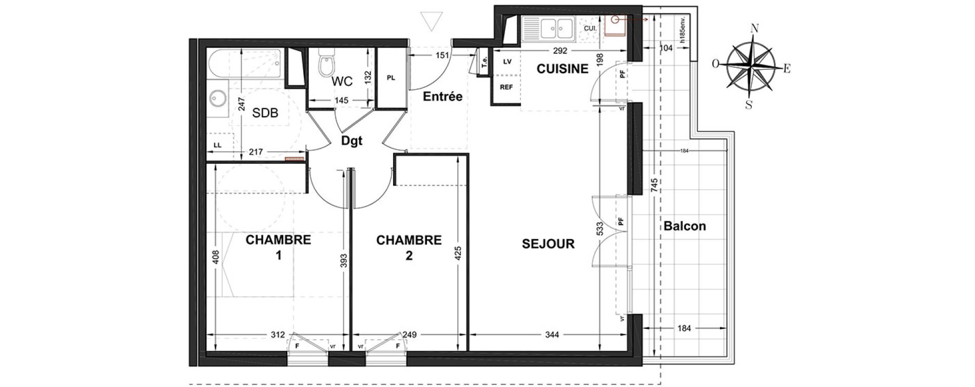 Appartement T3 de 60,19 m2 &agrave; Marignane Centre