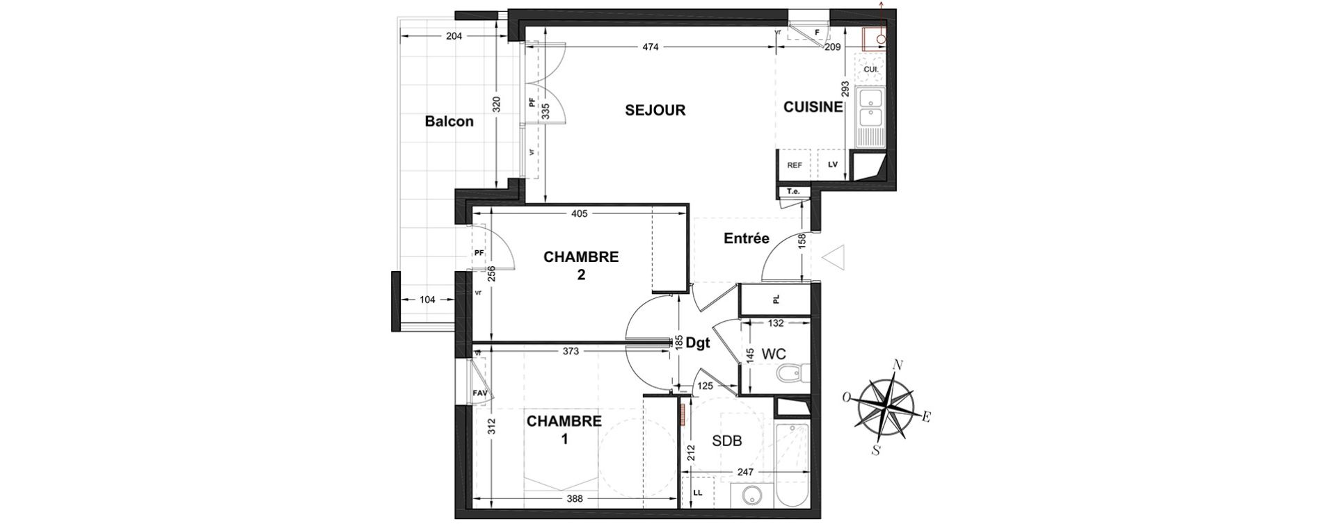 Appartement T3 de 57,22 m2 &agrave; Marignane Centre