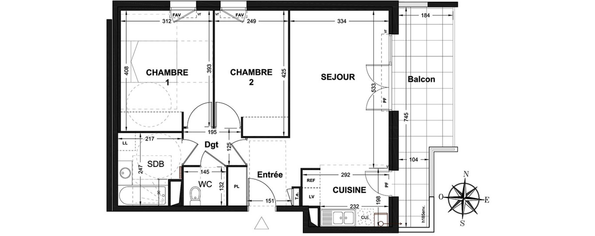 Appartement T3 de 59,80 m2 &agrave; Marignane Centre