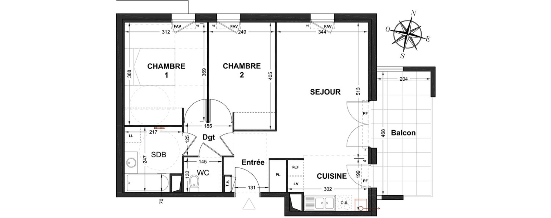 Appartement T3 de 58,57 m2 &agrave; Marignane Centre