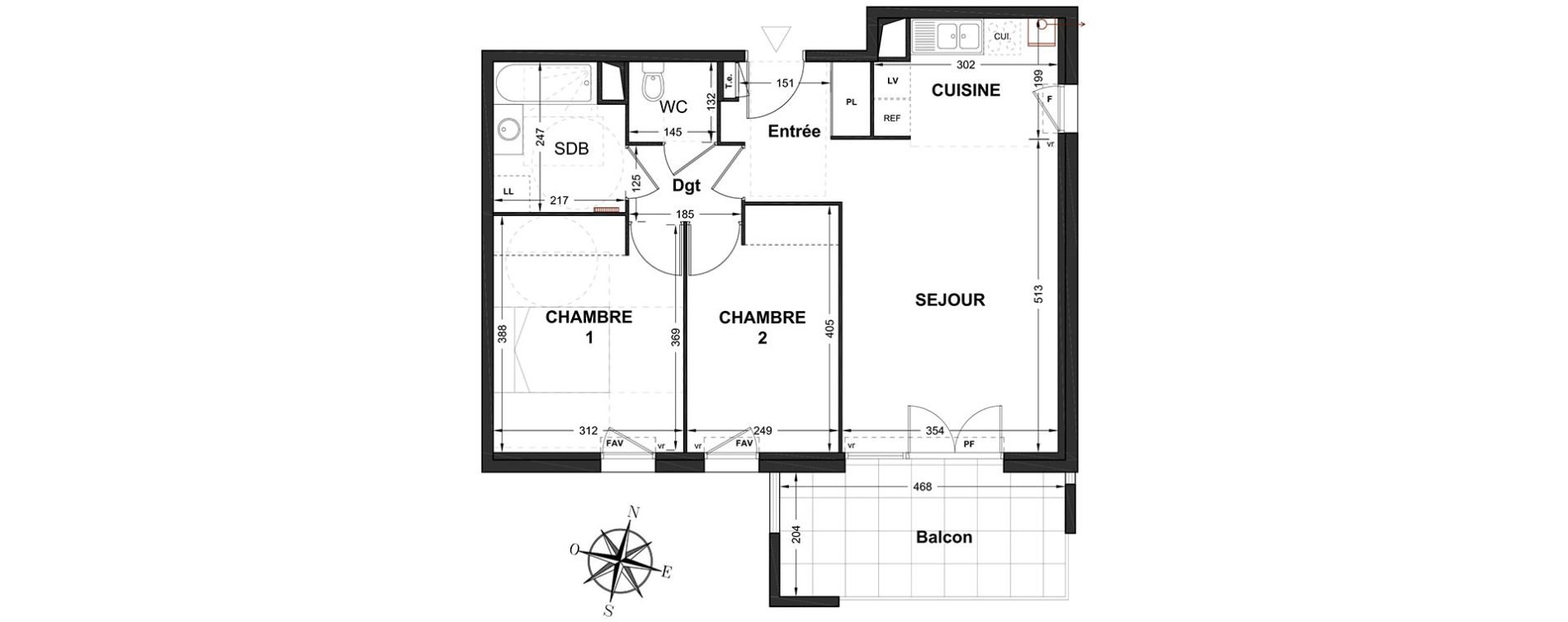 Appartement T3 de 59,21 m2 &agrave; Marignane Centre