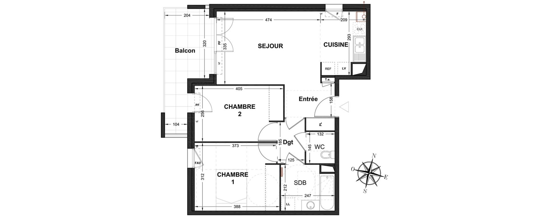 Appartement T3 de 57,22 m2 &agrave; Marignane Centre