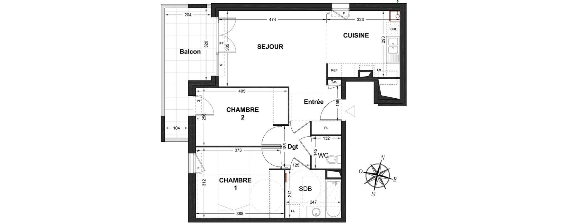 Appartement T3 de 60,78 m2 &agrave; Marignane Centre