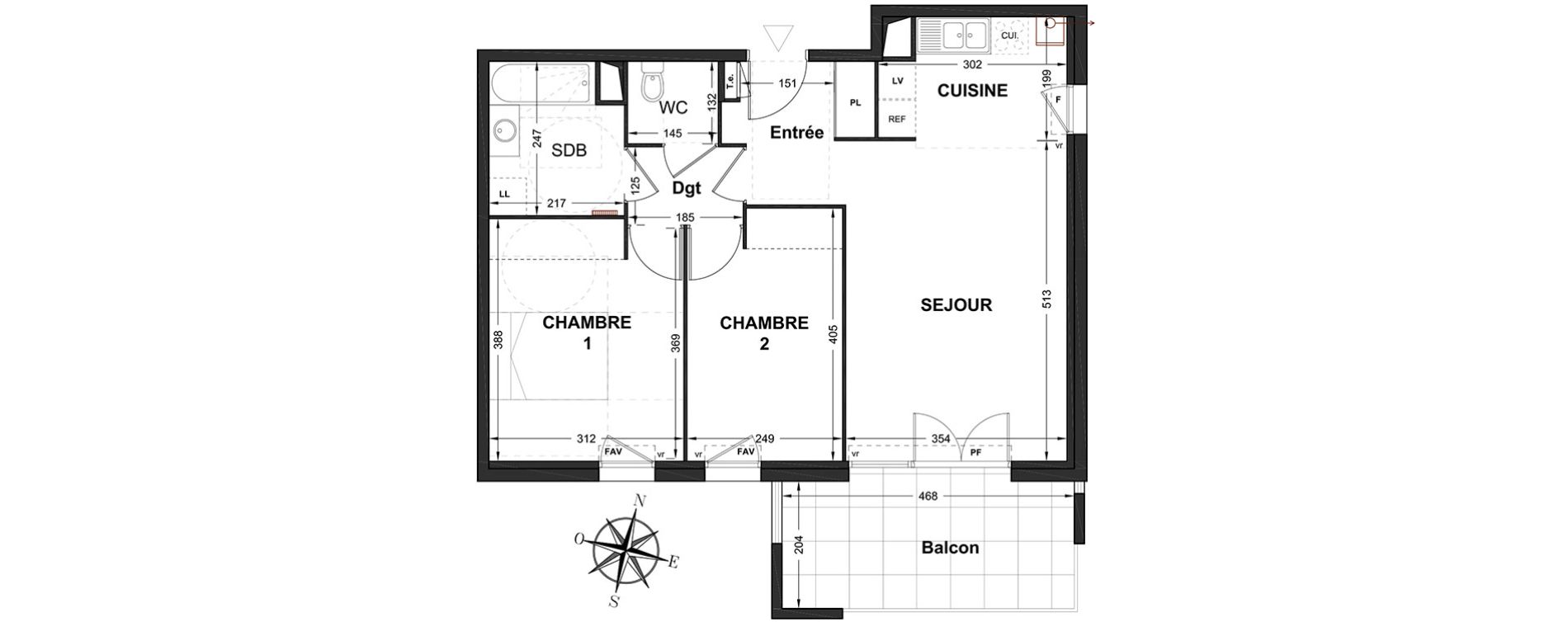 Appartement T3 de 59,21 m2 &agrave; Marignane Centre