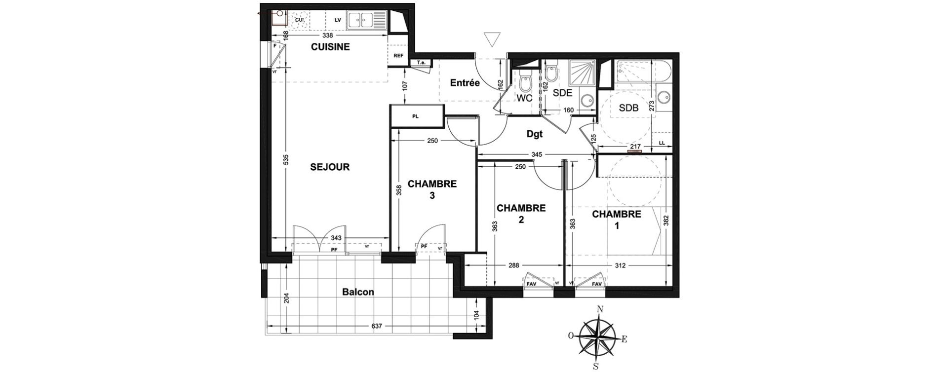 Appartement T4 de 74,09 m2 &agrave; Marignane Centre