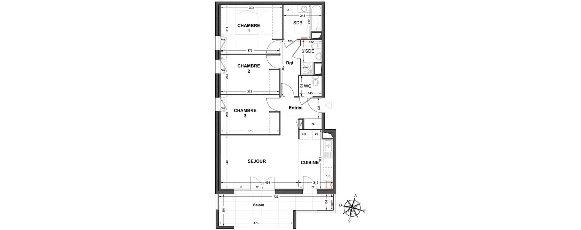 Appartement T4 de 73,28 m2 &agrave; Marignane Centre