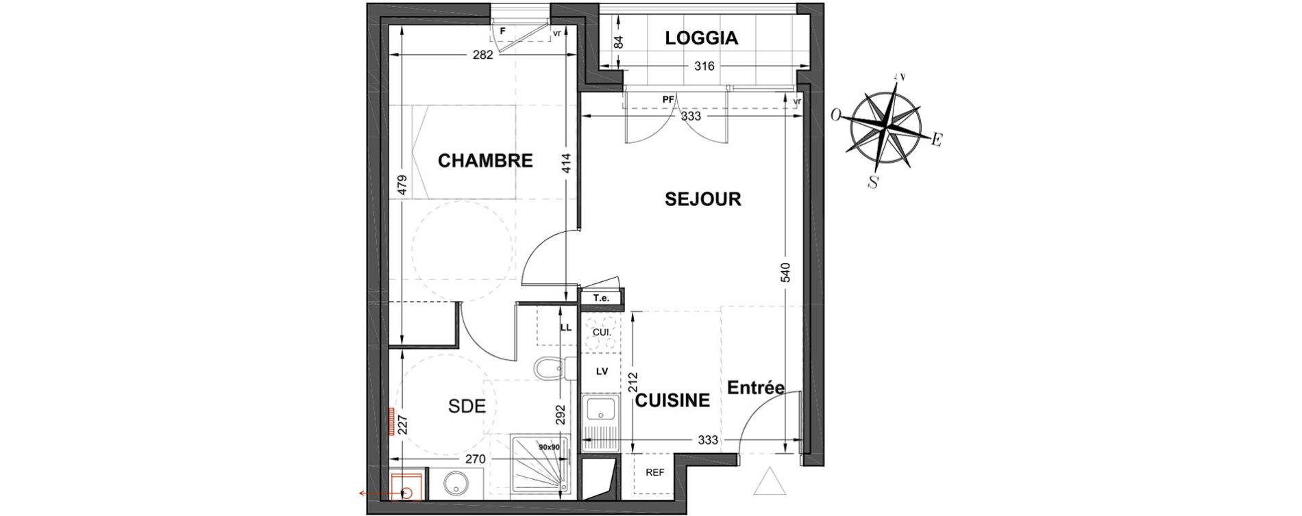Appartement T2 de 38,14 m2 &agrave; Marignane Centre