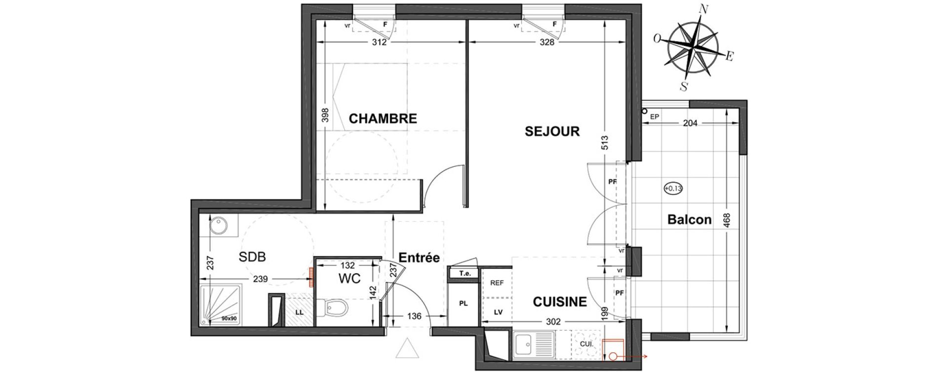 Appartement T2 de 47,54 m2 &agrave; Marignane Centre