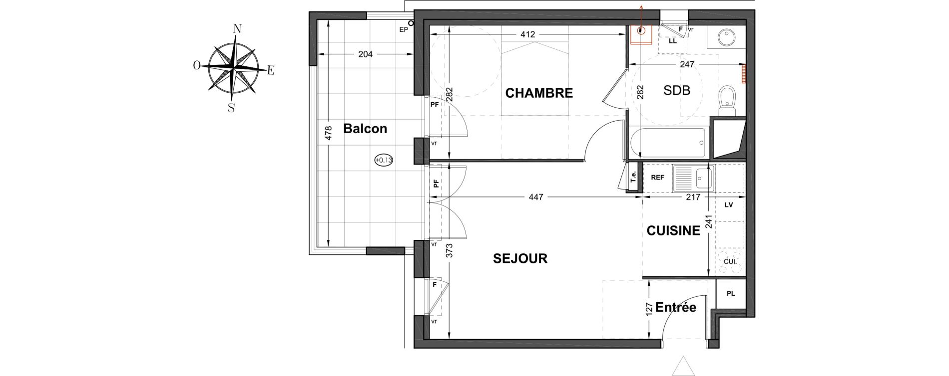 Appartement T2 de 41,85 m2 &agrave; Marignane Centre