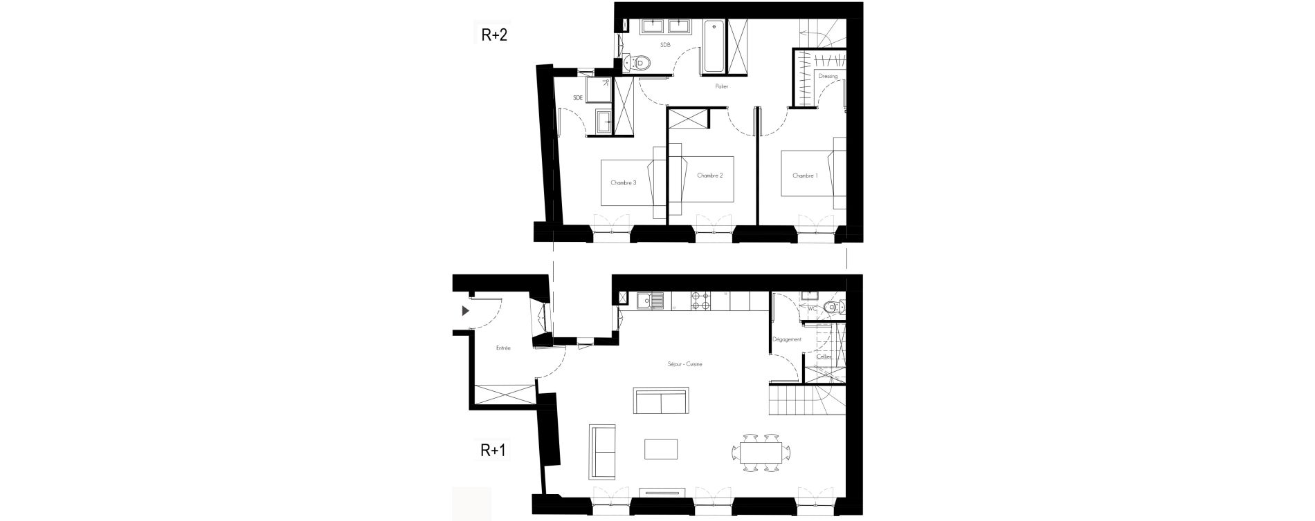 Duplex T4 de 107,20 m2 &agrave; Marseille Pr&eacute;fecture (6eme)
