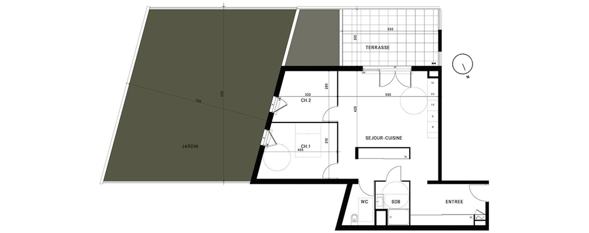 Appartement T3 de 71,43 m2 &agrave; Marseille Saint-tronc (10eme)