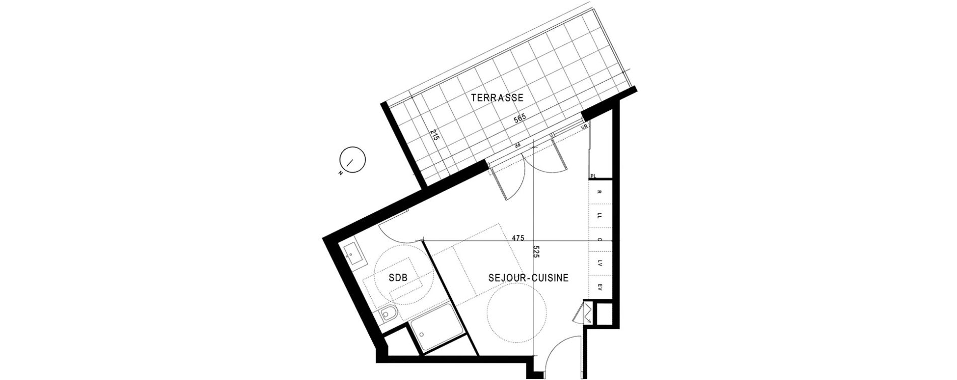 Appartement T1 de 27,68 m2 &agrave; Marseille Saint-tronc (10eme)