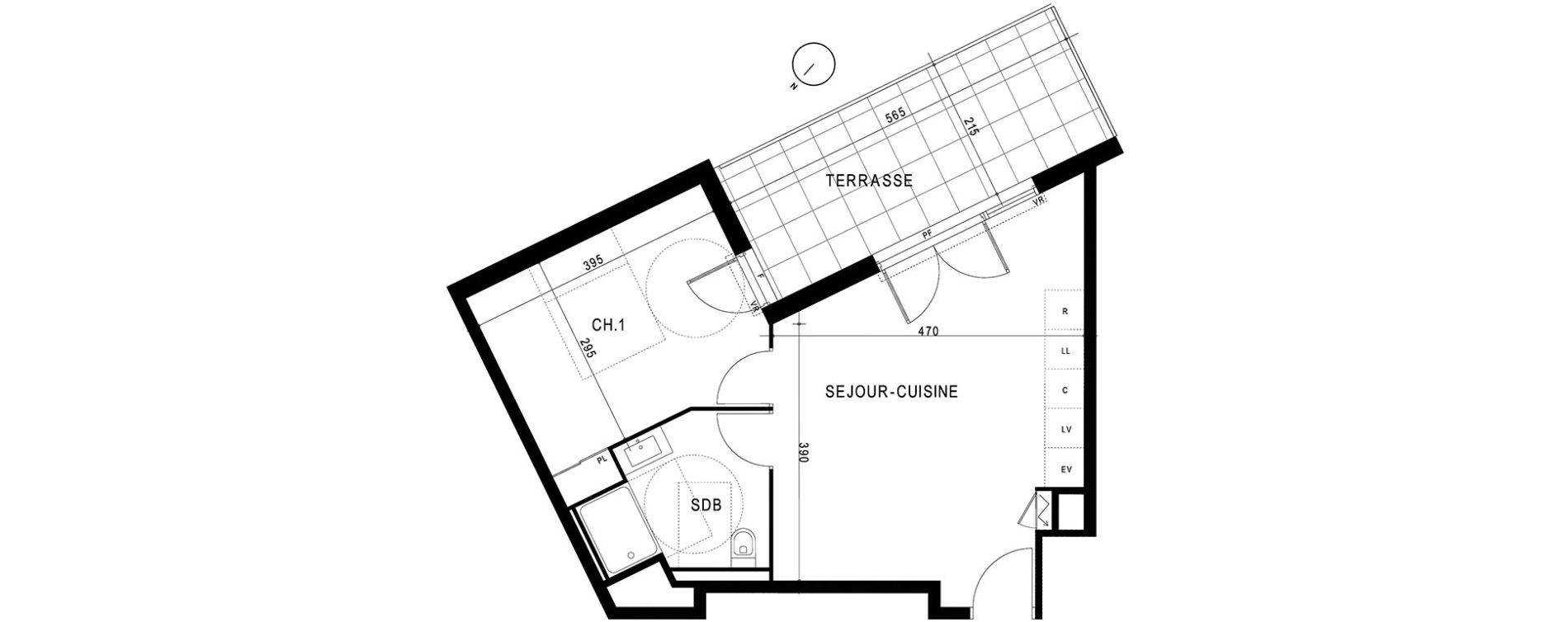 Appartement T2 de 41,93 m2 &agrave; Marseille Saint-tronc (10eme)