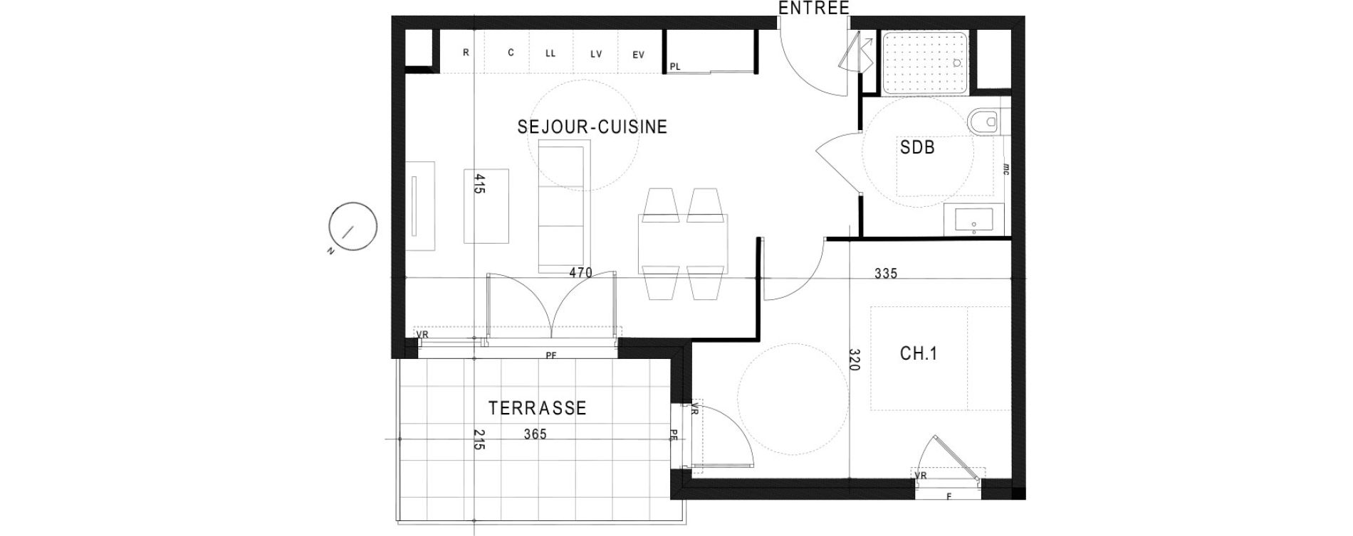 Appartement T2 de 40,77 m2 &agrave; Marseille Saint-tronc (10eme)