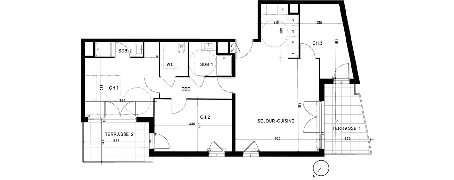 Appartement T4 de 81,00 m2 &agrave; Marseille Saint-tronc (10eme)