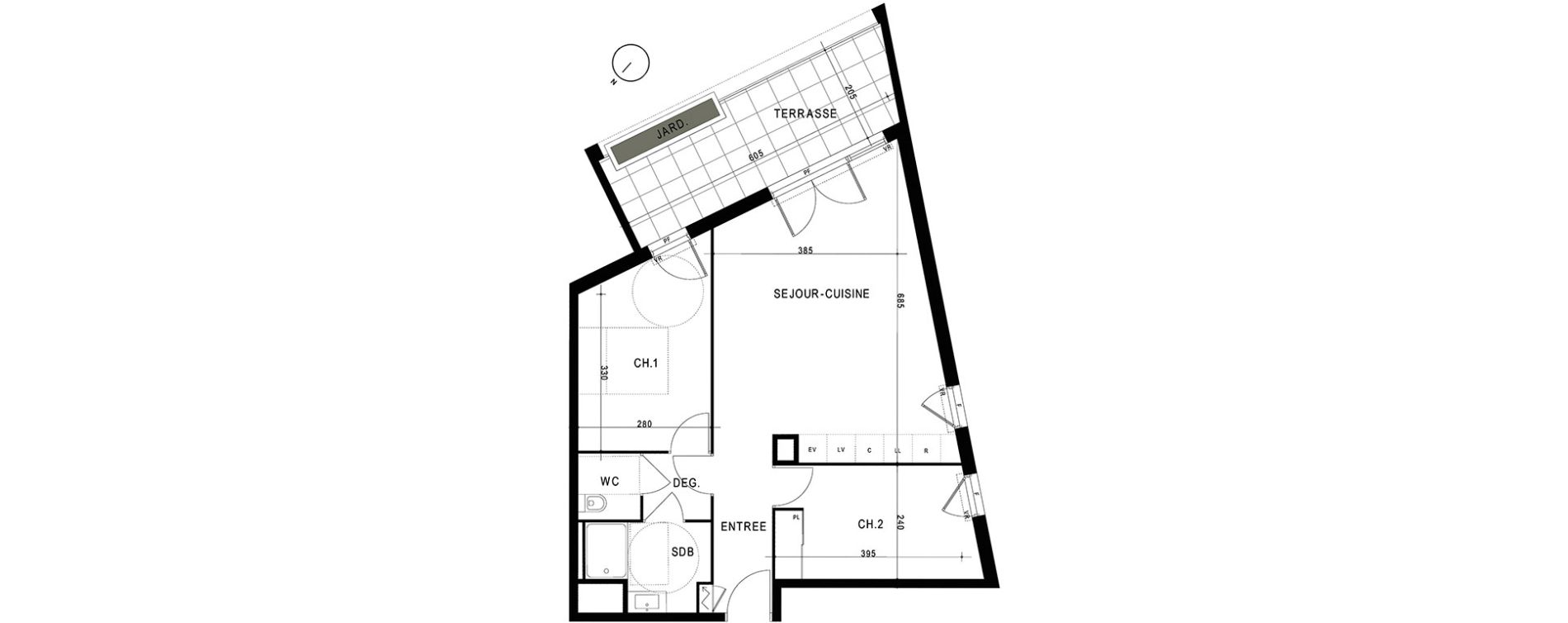 Appartement T3 de 60,49 m2 &agrave; Marseille Saint-tronc (10eme)