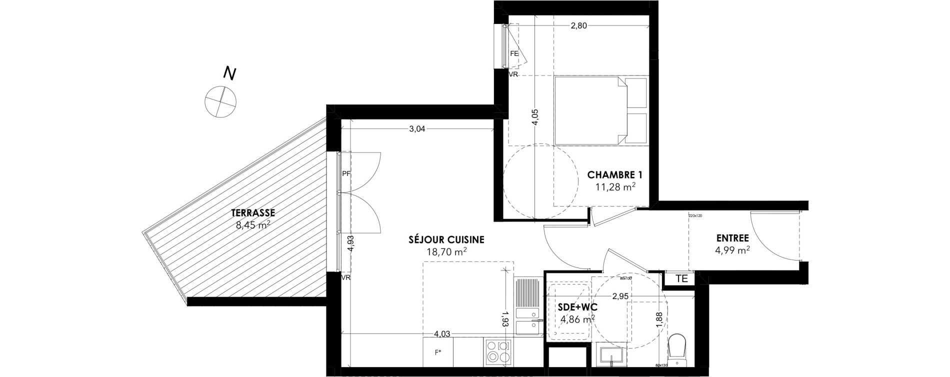 Appartement T2 de 39,83 m2 &agrave; Marseille La rose (13eme)