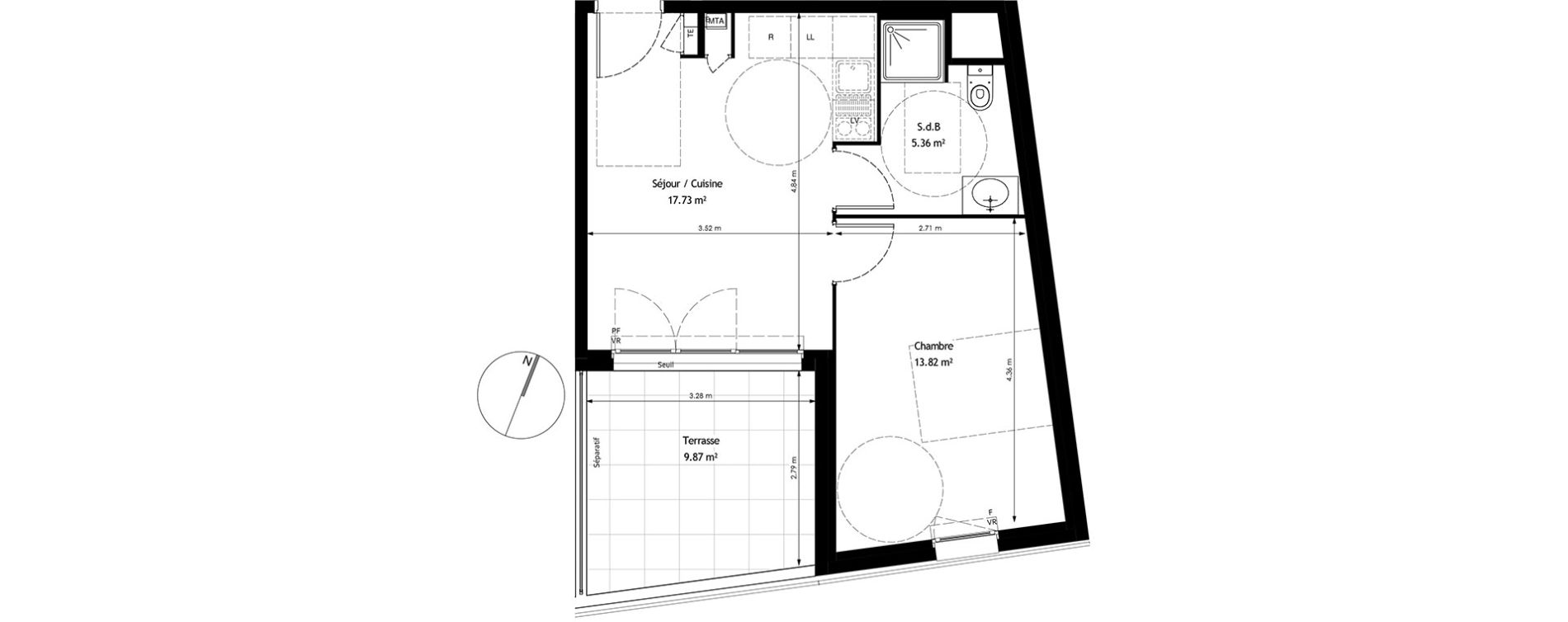 Appartement T2 de 36,91 m2 &agrave; Marseille Le rouet (8eme)