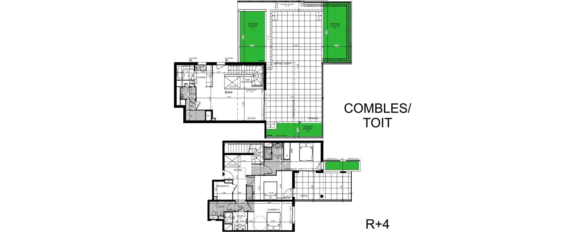 Duplex T4 de 104,14 m2 &agrave; Marseille Saint-giniez (8eme)