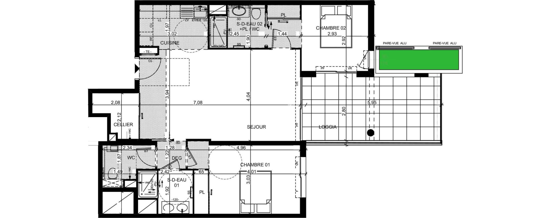 Appartement T3 de 75,90 m2 &agrave; Marseille Saint-giniez (8eme)