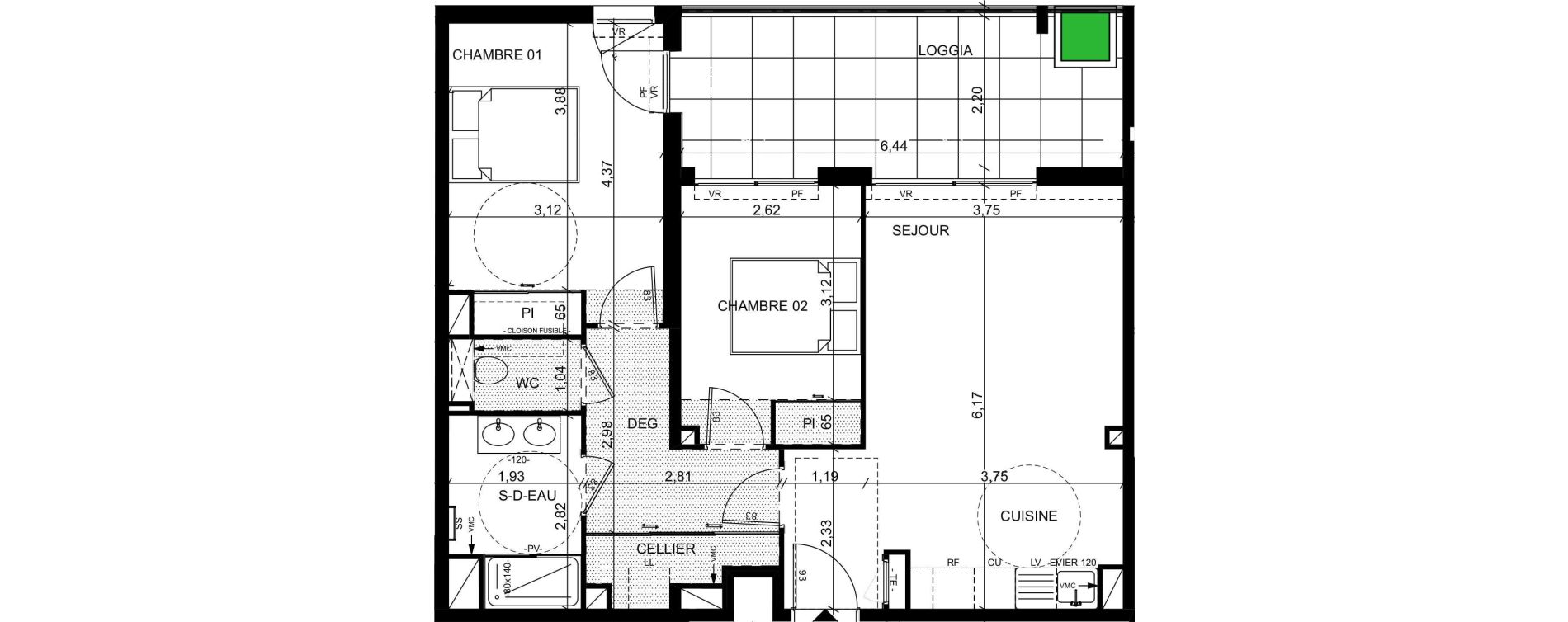 Appartement T3 de 63,26 m2 &agrave; Marseille Saint-giniez (8eme)