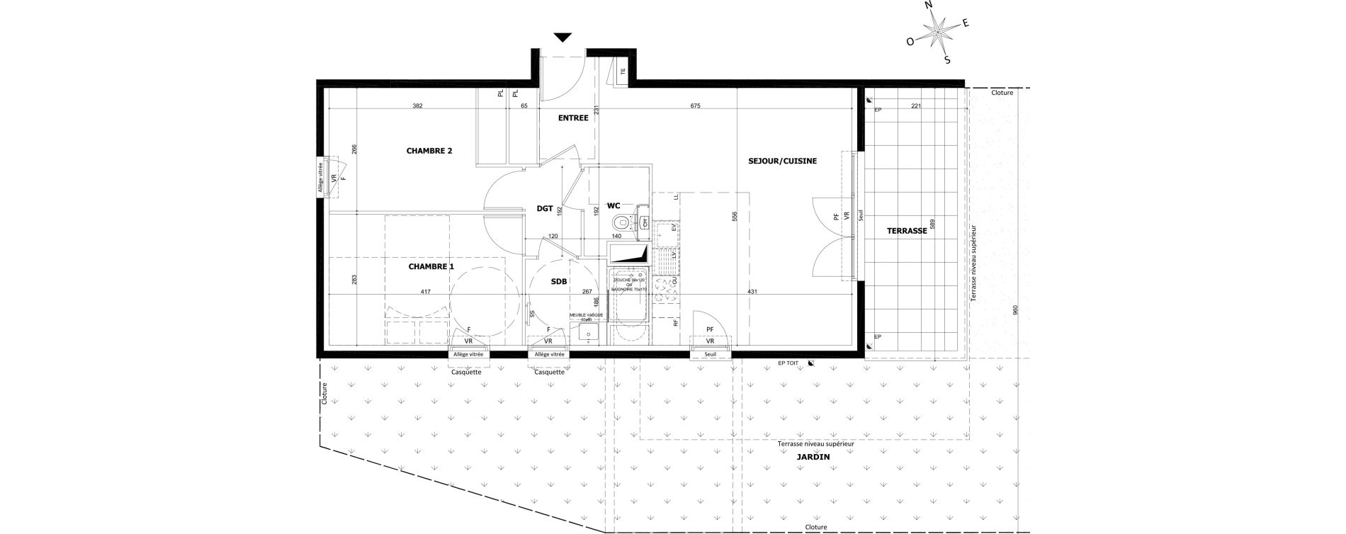 Appartement T3 de 61,60 m2 &agrave; Marseille Mazargues (9eme)