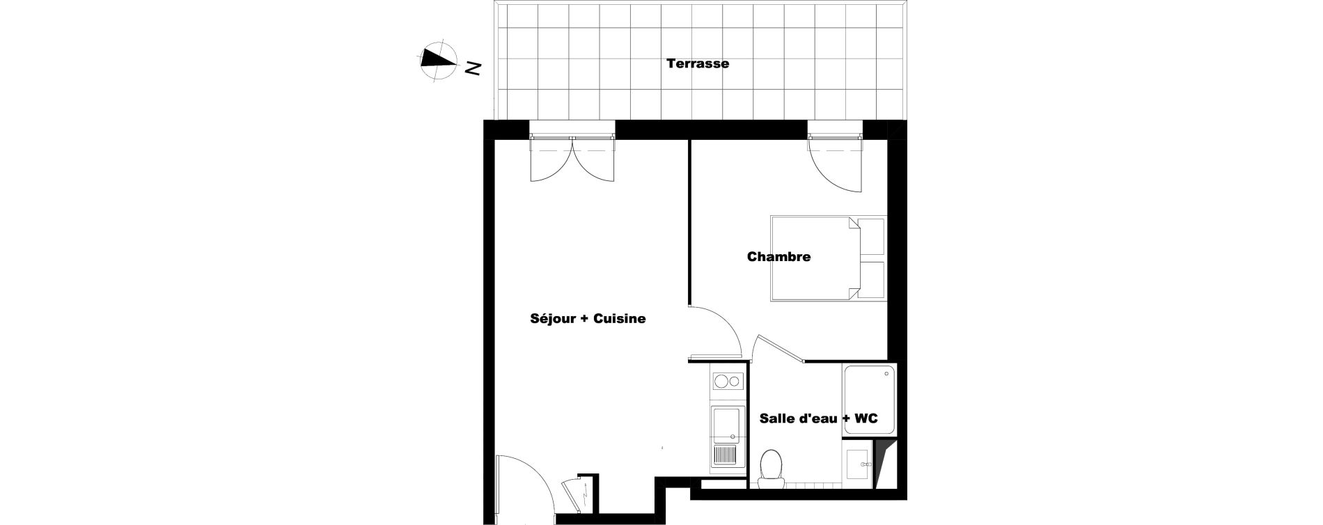 Appartement T2 de 36,31 m2 &agrave; Marseille Saint-julien (12eme)