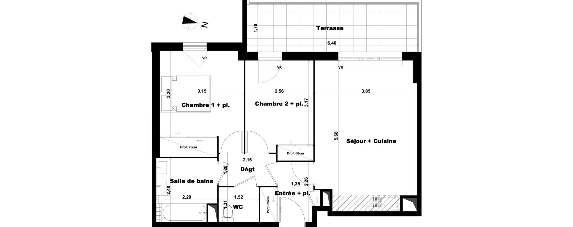 Appartement T3 de 56,06 m2 &agrave; Marseille Saint-julien (12eme)